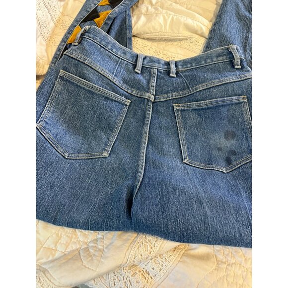 Vtg Baccini Denim Jeans 14 barrell gold Triangle Patchwork high waisted READ - Picture 9 of 14